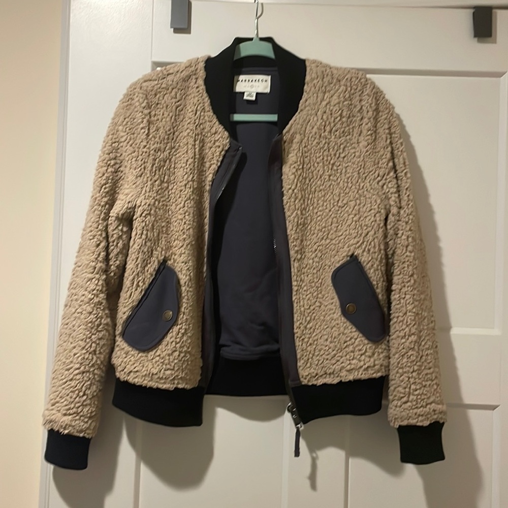 Anthropologie jacket and coat Marrakech brown fur size M
